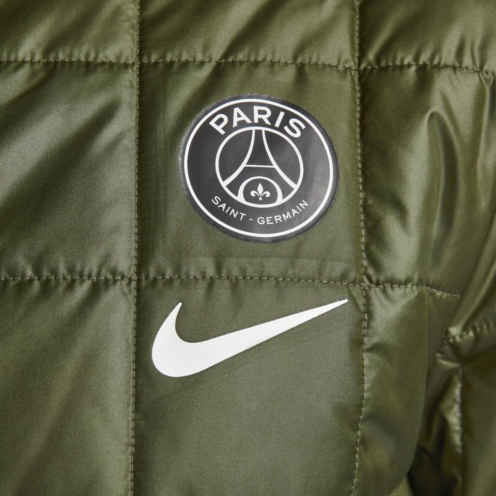 Nike Solid Color Logo Badge Printed Plush Hooded Casual Jacket Men Jackets Army-Green DN3153-325