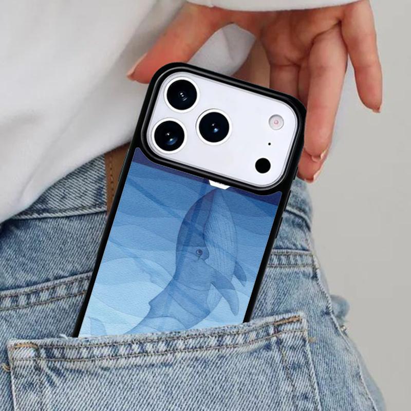 Beautiful Blue Whale Painting Soft Phone Case for iPhone 16e 15 14 13 12 17 Pro Max Plus Air 17pro Cover Coque