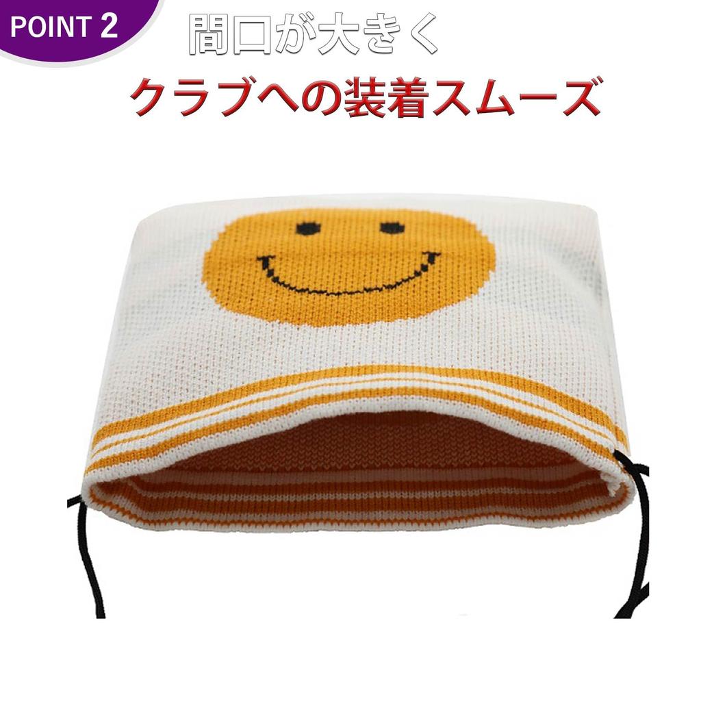 Golf Iron Cover Club Head Cover Iron Head Cover Iron Hood Knit X (Smile Black)