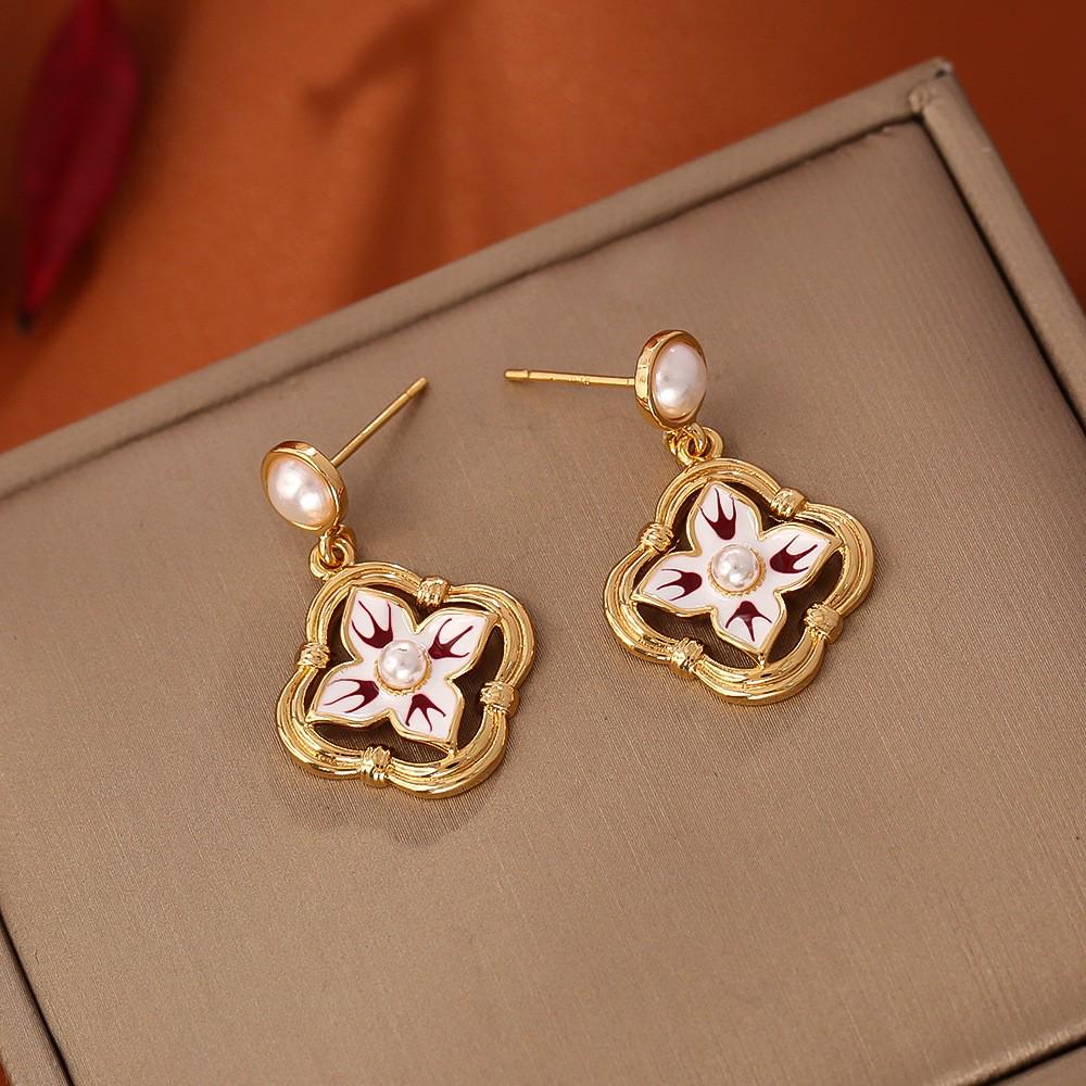 Monet Garden Medieval Baroque Pearl Earrings - Elegant, Retro Style for Women