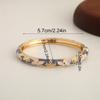 Enamel Floral Bangle Bracelet Gold-Tone Accent Vintage Open Cuff Elegant Bohemian Jewelry For Women Daily Party Gift