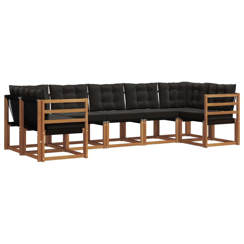 Outdoor Sofa Set with Cushions 7 pcs Natural and Black