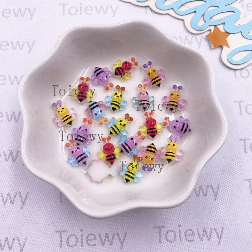 60pcs Resin Colorful Mini Candy Color Bee Art Nail Flat back Rhinestone Appliques DIY Wedding Scrapbook Decor Crafts Accessories