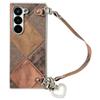 For Samsung Galaxy Z Fold6 5G Case Retro Rhombus PU+PC Phone Cover with Love Pendant and Strap