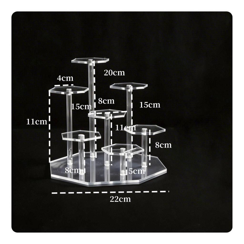 Hexagon Stepped Display Stand Sturdy Acrylic Pedestal