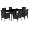VidaXL Ensemble à manger de jardin et coussins 7 pcs noir rotin acacia 3278540