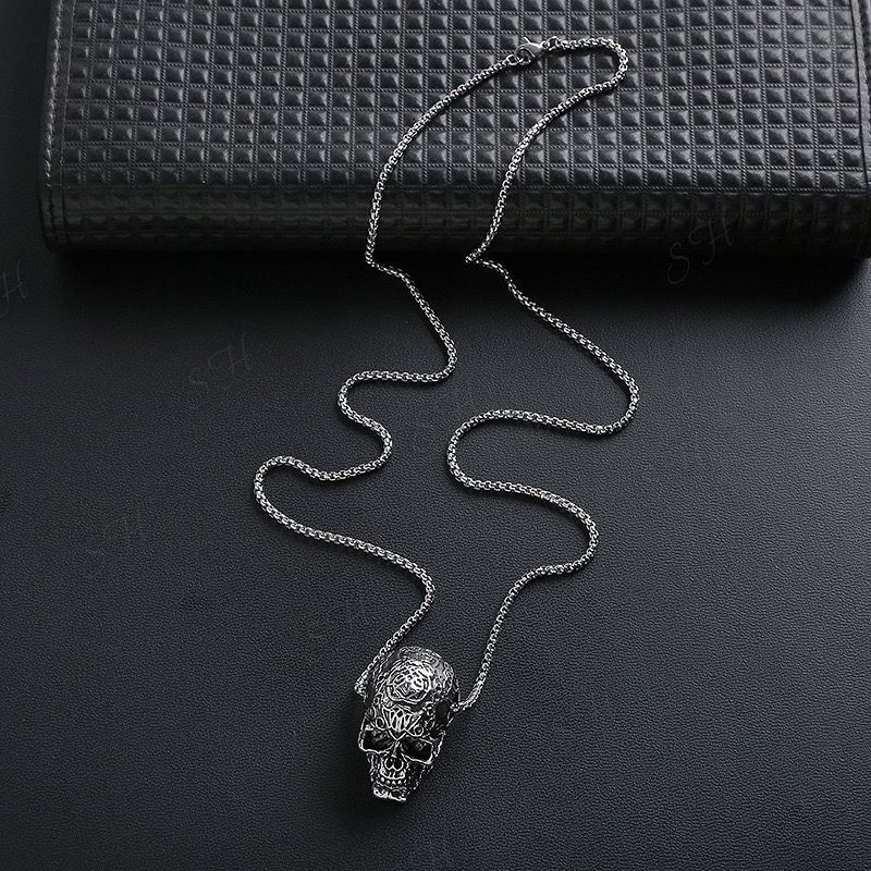 Gothic Ghost Skull Dragon Head Necklace, Punk Rock Men's & Kid's Jewelry