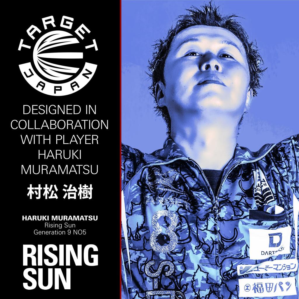 Target Japan Rising Sun G9 95% Tungsten K-Flex Swiss Point Steel Tip Darts Set, 23G | Rising Sun G9 K-Flex No. 6 (Shape) Flights and Shafts, Swiss