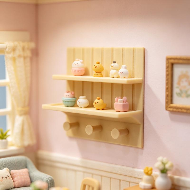 Dollhouse Mini Wall Mount Shelf Rack Simulation Miniature Storage Stand For Diy Micro Landscape Scene Decor Shooting Props