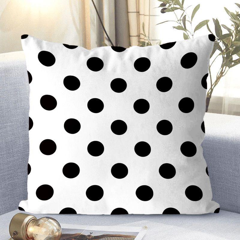 Față de pernă decorativă cu model în buline pentru living, dormitor, pătrată