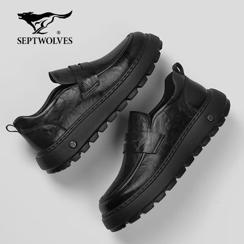 Septwolves Men s Genuine Leather Slip-On Loafers 39 чёрный