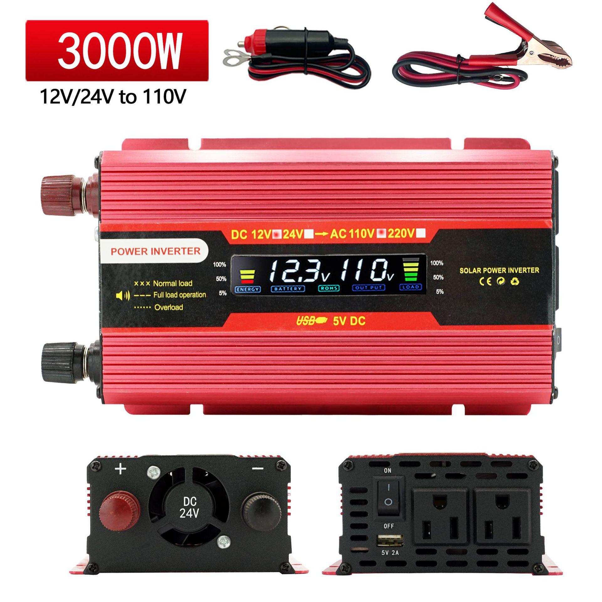 

Автомобильный инвертор 12 В в 110 В Высокомощный Автомобильный Домашний Аккумуляторный Преобразователь DC12V 350W/3000W