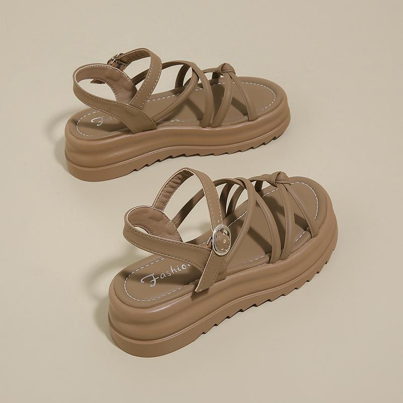 

Женские сандалии на платформе, новая летняя мода, универсальный дизайн, нишевый темперамент, туфли на одной перемычке 40 хаки