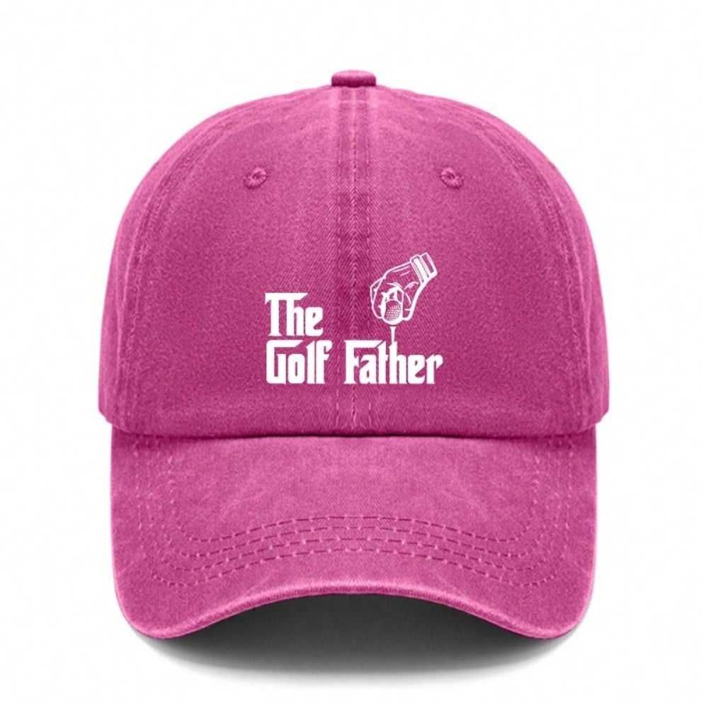 [Vintage Baseball Cap] The Golf Father Print Polyester Soft Adjustable Curved Brim Casual Outdoor Sports Golf Hat For Dad Gift