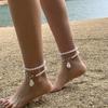 Wholesale Summer Beach Collection Vintage Bohemia Pearls Coins Pendants 2pc Set Women Ankle Bracelets