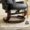Swivel Recliner Chair with Footstool, PU Leather Recliner Armchair with Adjustable Back and Wood Frame, Black