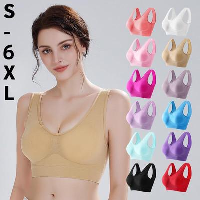 Dámská bezešvá sportovní podprsenka: Bez kostic, Design se zkříženými zády, Ideální na jógu, běh, fitness, Dostupné plus size