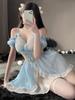 SENMHS Sexy Maid Lolita Ruffled Princess One for Costumes and Events Costume, Style, Babydoll, See-Through, Camisole, Style, Women's Costume, Blue,