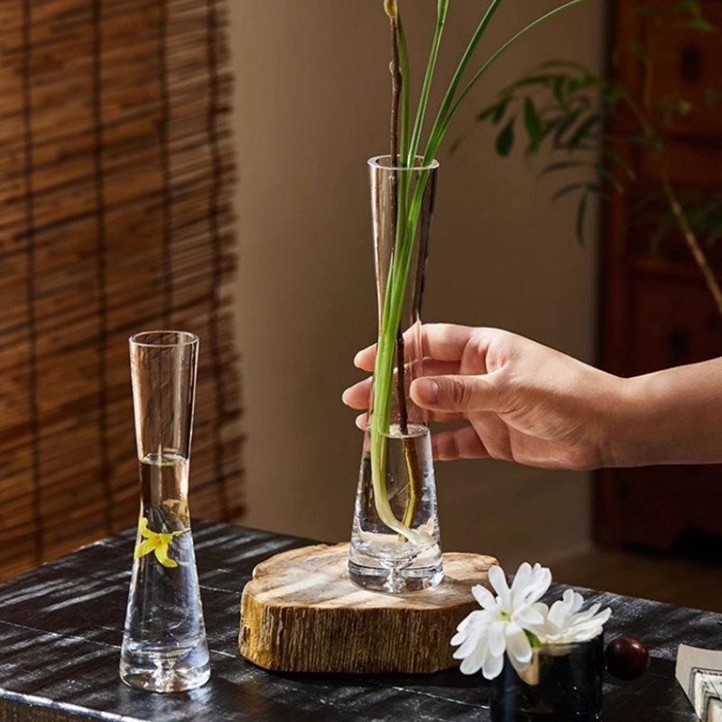 Transparent Slim Glass Vase for Living Room Decoration