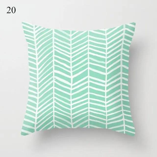 Mint Green Cushion Cover Geometric Printing Pattern Pillowcase 45*45Cm Living Room Bed Square Cushion Cover Decorative