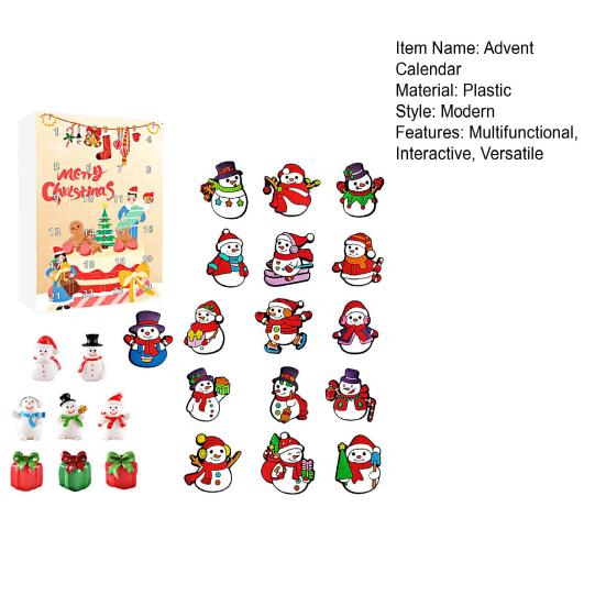 Weihnachts Schneemann Adventskalender 24-Tage Countdown Weihnachtsgeschenkset 2D Cartoon Schneemann Hängedekorationen