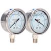 Vacuum Pressure Gauge YN-60 Dual Scale Pressure Gauge Meter 1/4in NPT Dual Scale Stainless Steel Test Meter for Water Oil