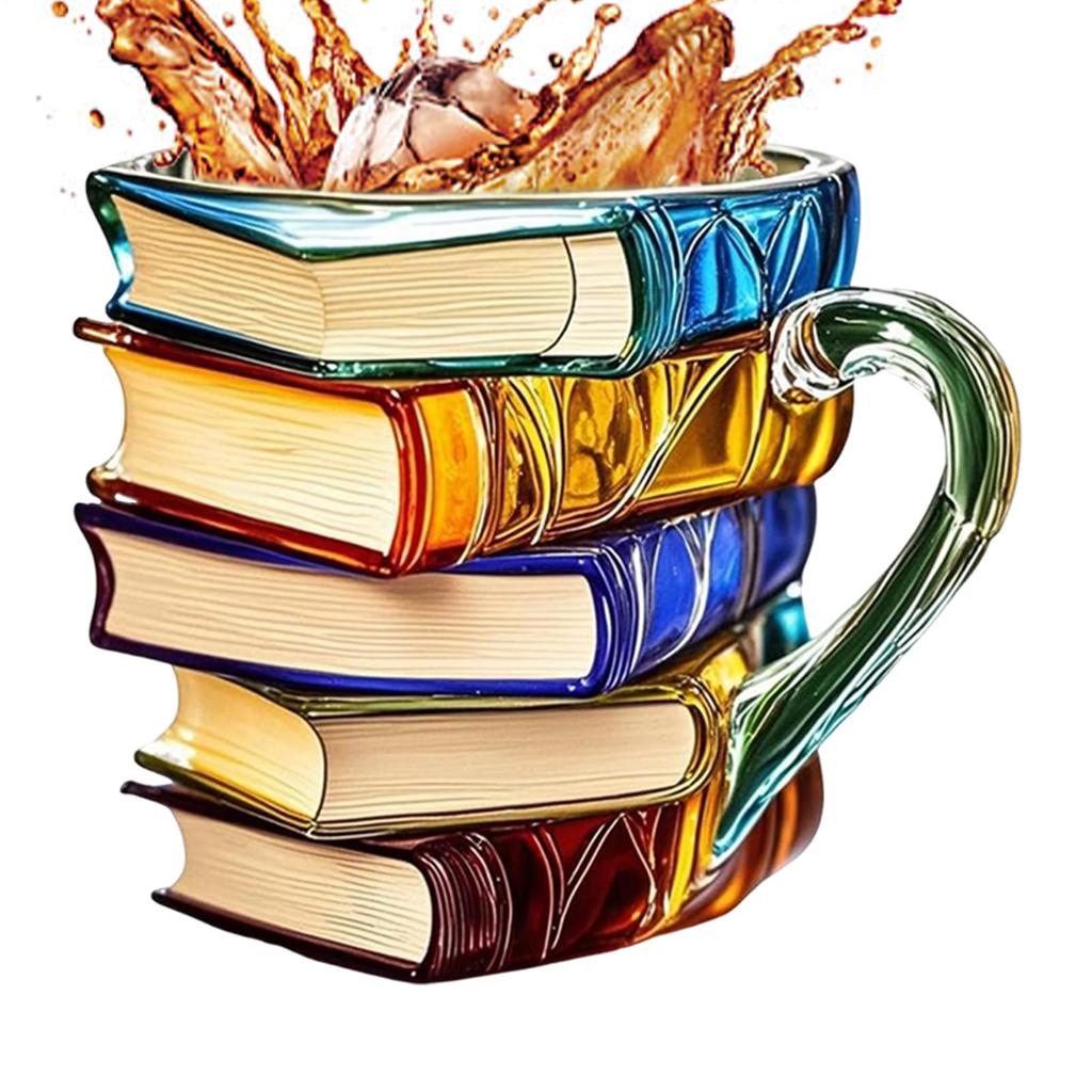 11oz Resin 3d Painted Books Coffee Mug Unique Handmade Drink Cup Creative Book-Shaped Drinkware Colorful Novelty Mugs Gifts