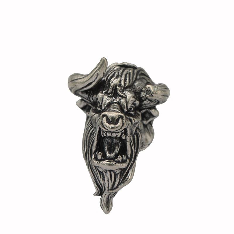 Bull Head Sculpture Brass Knife Beads EDC DIY Paracord Woven Bracelets Lanyard Pendants Accessories Outdoor Tool Hangings Charms