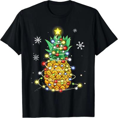 Pineapple Christmas Xmas Lights T-Shirt