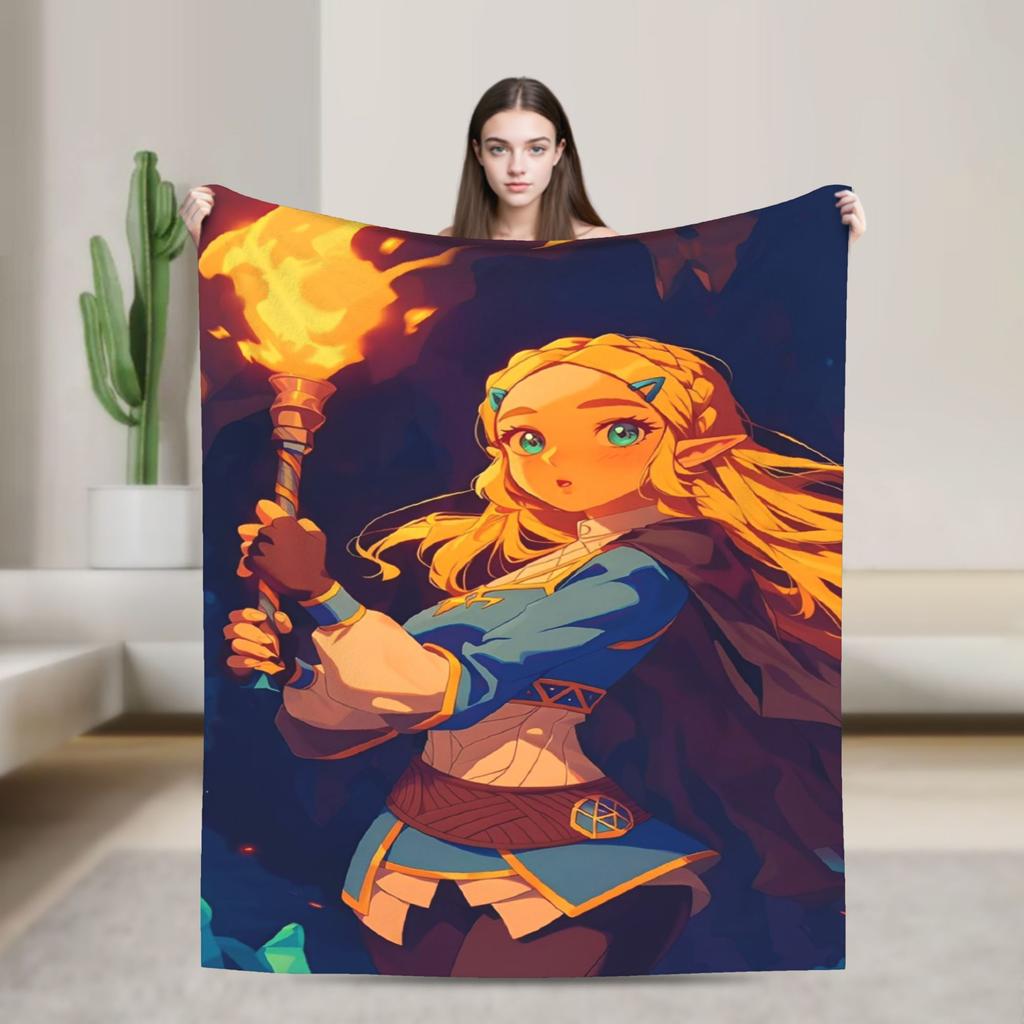 Z-Zeldas Spiel Cartoon Flanelldecke Lustige Überwurfdecken für Zuhause 150*125cm Steppdecke,