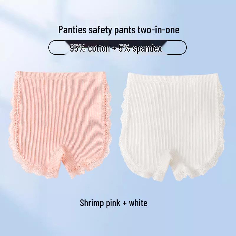 Mädchen Baumwoll-Boxershorts mit Spitze für Sicherheit, antibakteriell