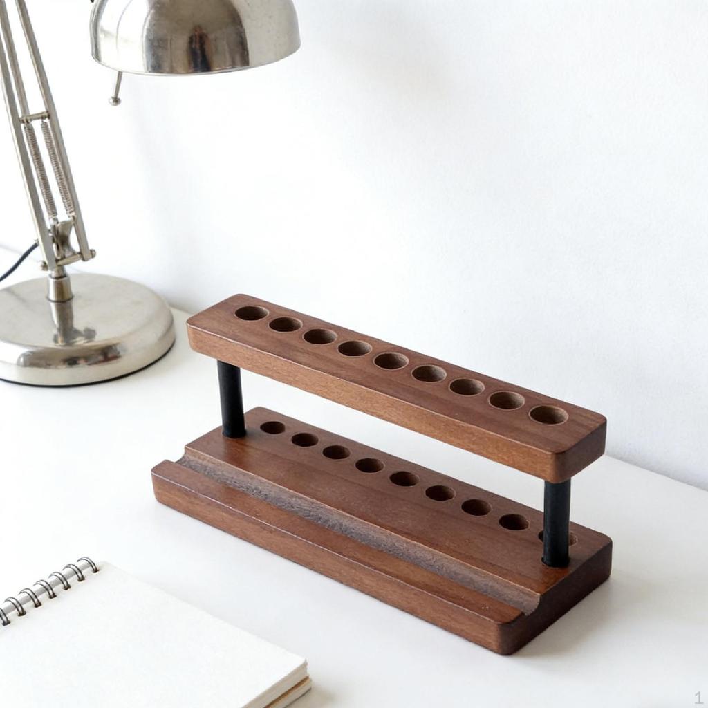 Eleganter und leichter Holz-Pinselhalter mit 9 Fächern, ideal für Make-up-Pinsel, A