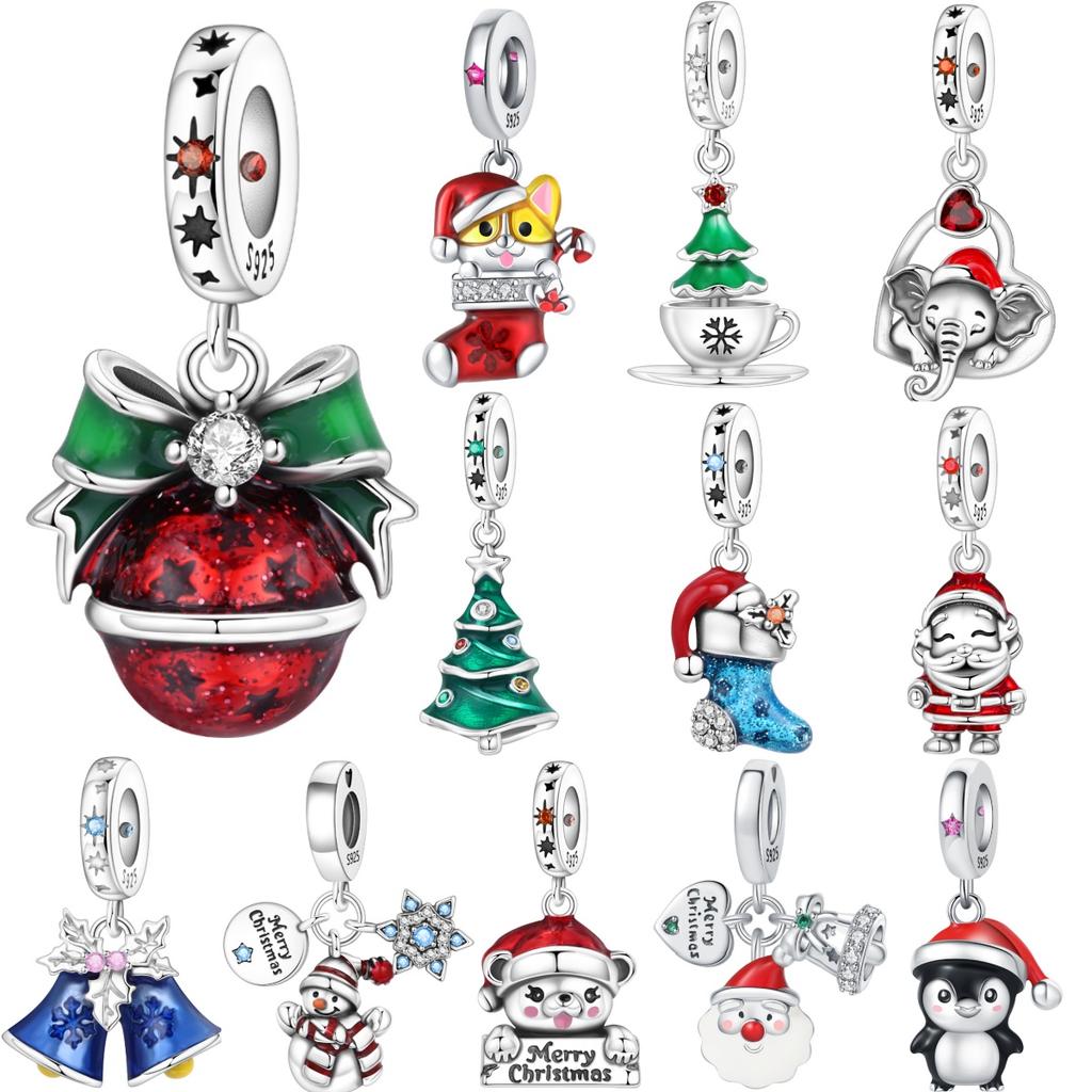 Orstarry 925 Silver Christmas Bell Pendant Beads Original Pendants Bracelet Charm Jewelry Party DIY Trendy Gifts
