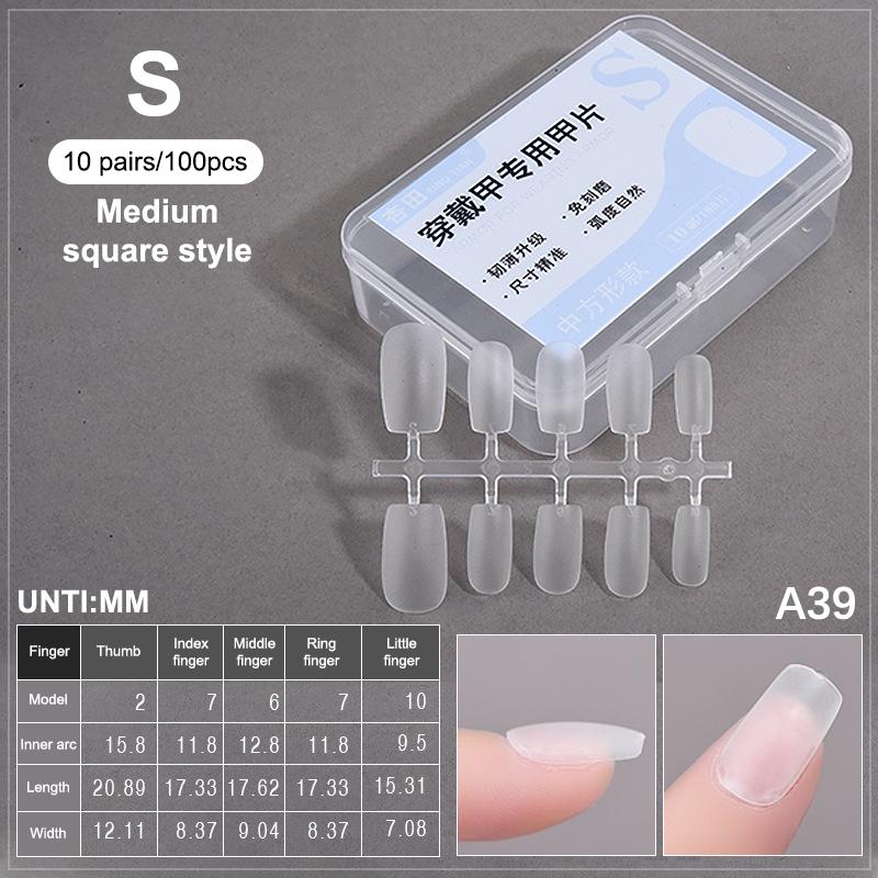 100PCS/Box Fake Nail Tips Medium Design Matte Finish False Nails Manicure Tool Extension Press On Nails