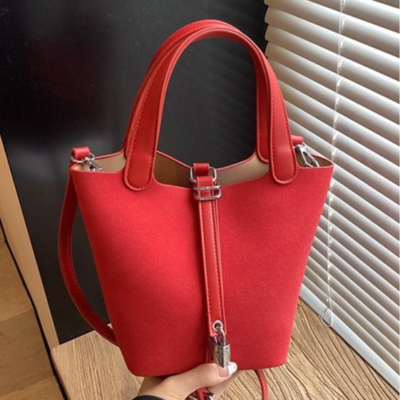Frosted Retro Bucket Bag 2025 New Trendy Versatile Handbag Temperament Shoulder Bag Commuter Oblique Span Bag