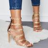 Chic Gold Silver Sandals For Women Dressy Sparkly Rhinestone Sandal High Heeled Ankle Strap Heels Open Pointed Toe Stiletto Shoe
