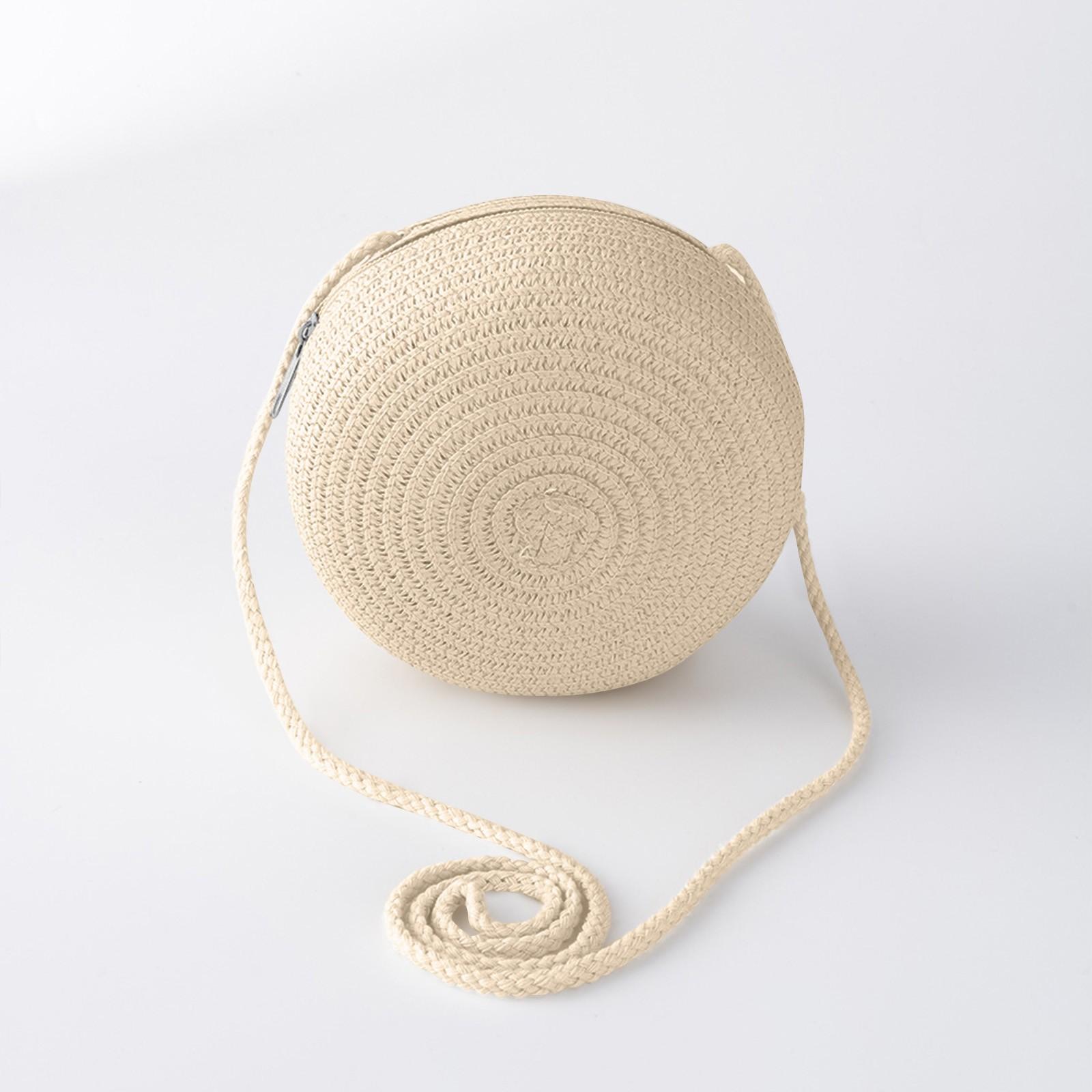 

Детская дорожная круглая соломенная пляжная сумка через плечо One Size бежевый