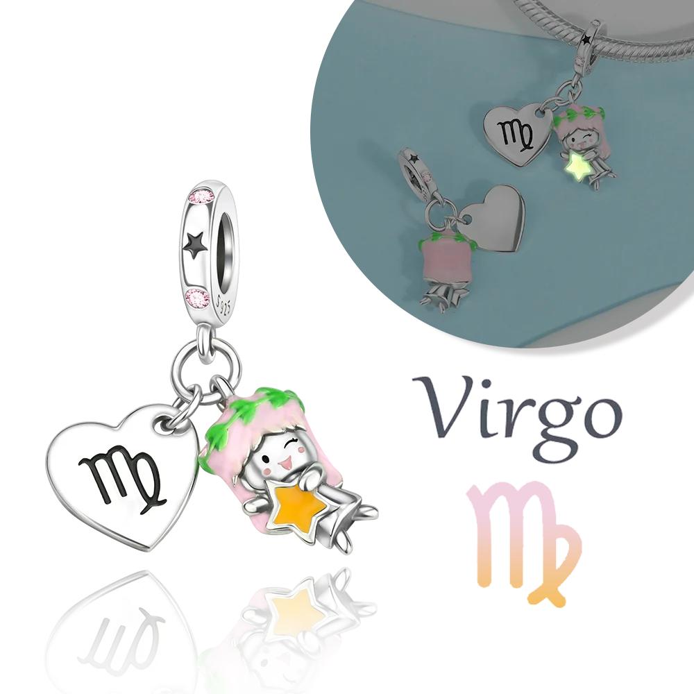 Copper 12 Months Birthstone Heart-Shaped Beads Charms Fit Original Bracelet Charm Beads Necklace Diy Female Jewelry