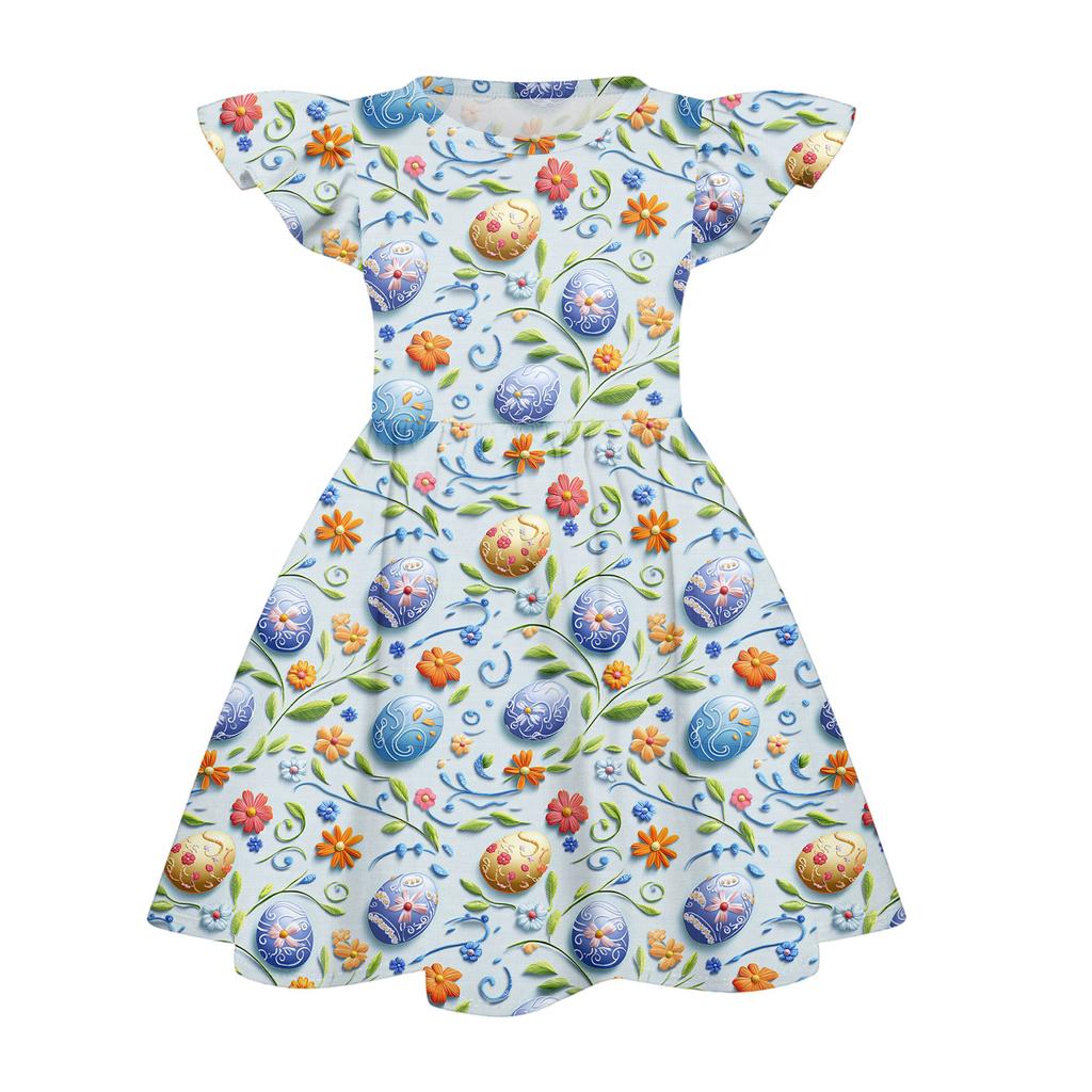 Girls' Summer Princess Dress - A-Line T-Shirt Dress Easter Day