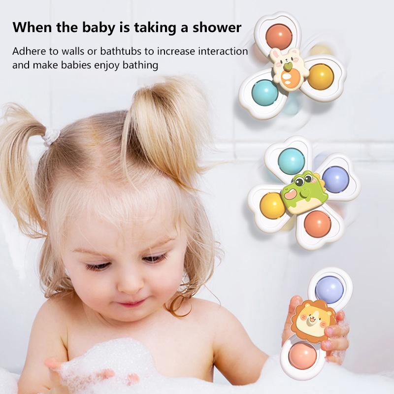 Suction Cup  Cartoon Animal Spinner Toys For Kids Window High Chair Tray Bath Table Travel For Children Gift