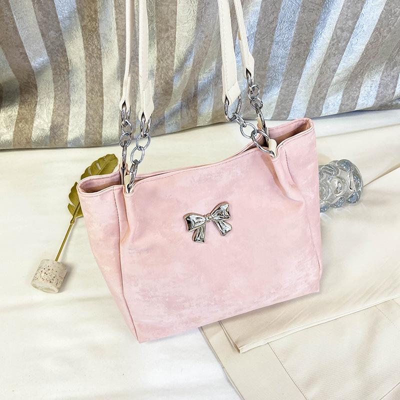 

Сумка через плечо с нежной текстурой и бантом, женская, новая коллекция весна-лето 2025, женская сумка под мышкой, универсальная сумка-тоут для работы розовый