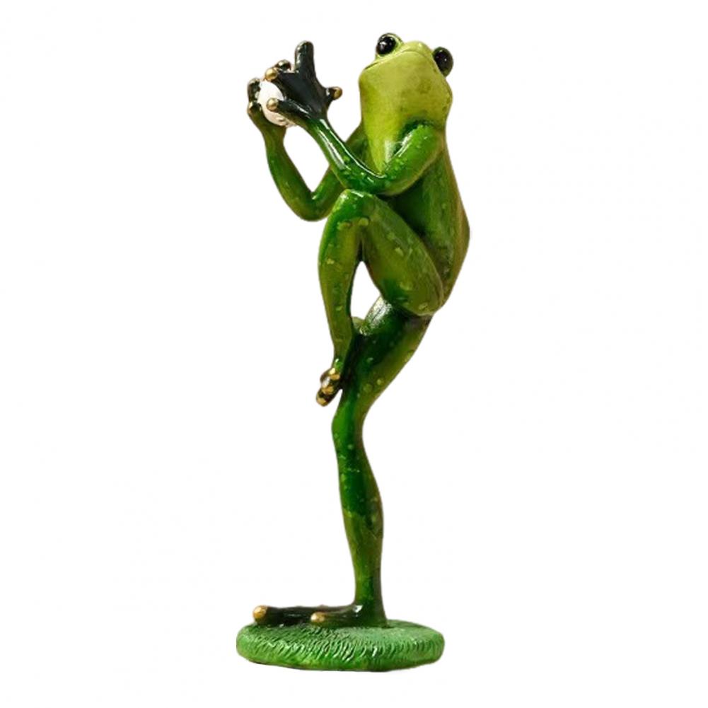 Cartoon Couple Frog Figurine Yoga Frog Statue Resin Sports Frog Sculpture Home Office Desktop Decoration Ornament