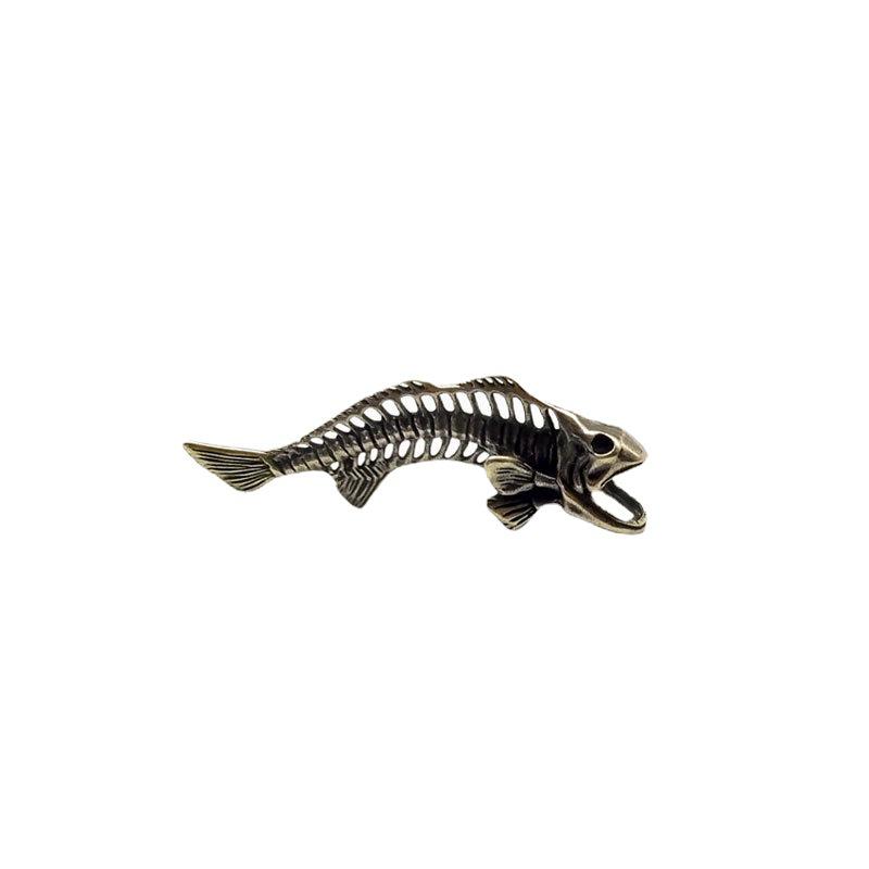 Creative Retro Brass Fish Bone Pendant for Men - Key Chain Accessory