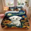 3pcs Puppy Sunflowers Duvet Cover Set, Soft Comfortable Duvet Cover,Guest Room (1*Duvet Cover + 2*Pillowcase, Without Core) yy251104164