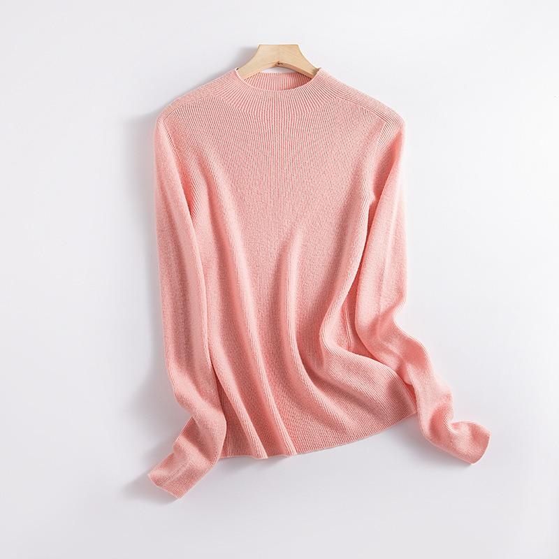 Extended semi-turtleneck wool sweater women's 0 full wool seamless integrated knitted backing soft waxy fleece autumn top new