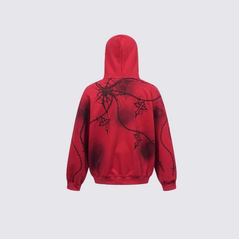 Unisex Streetwear Hoodie With Cross Chain Print Loose Fit Long Sleeve Pullover Youth Fashion