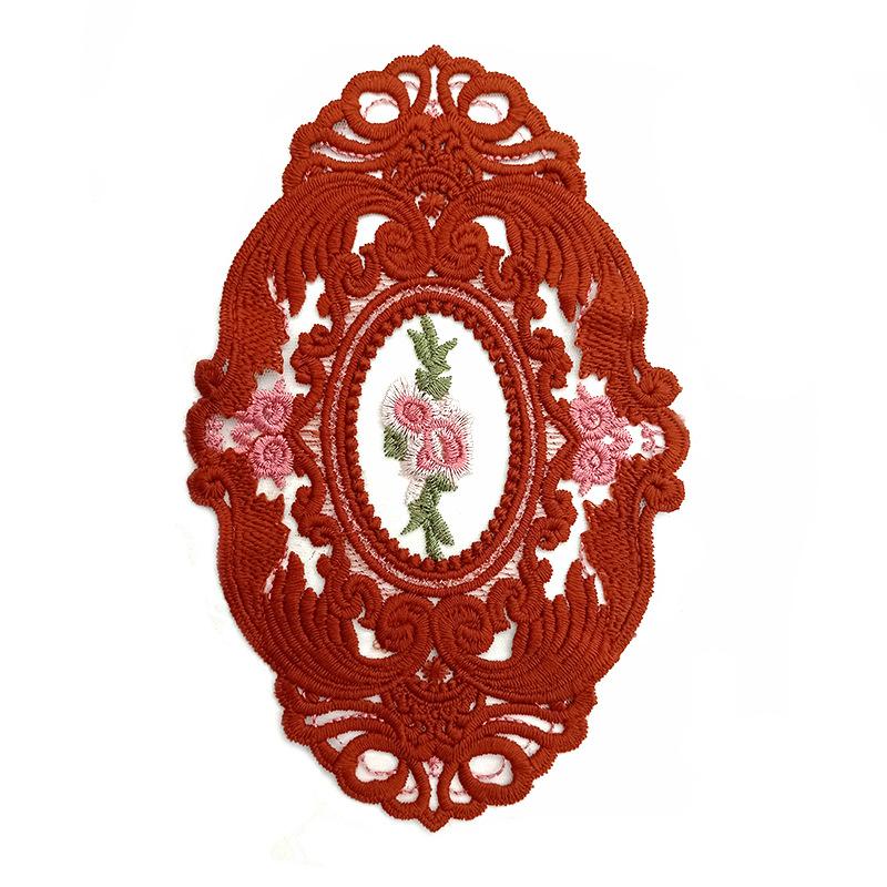 Oval Coaster European Lace Embroidered Dining Table Mat Decorative Fabric Coffee Table Mat Embroidery Retro Heat Insulation Weaving