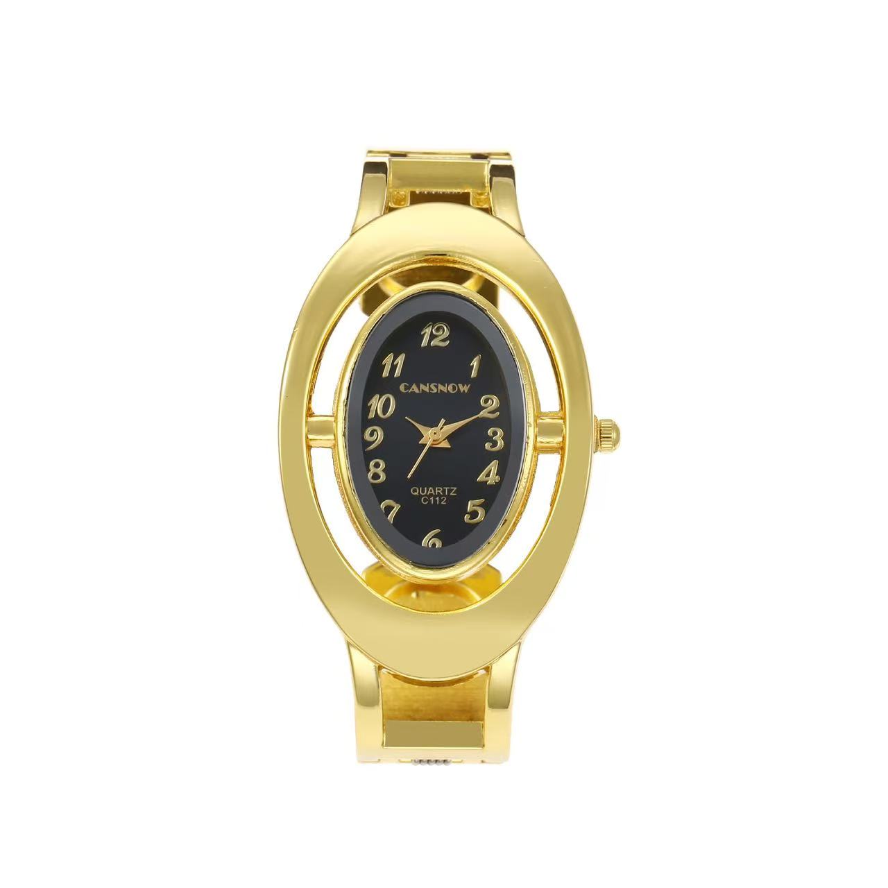 

Золотые часы-браслет, роскошные модные женские кварцевые часы с круглым циферблатом, элегантные женские часы для женщин чёрный