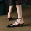Fashion Women's Low Heel Diamond-set Semi-risplash Dress Sandals 2025 New Fashion Pointed Toe Closed-mouth Sexy Party Women's Shoes