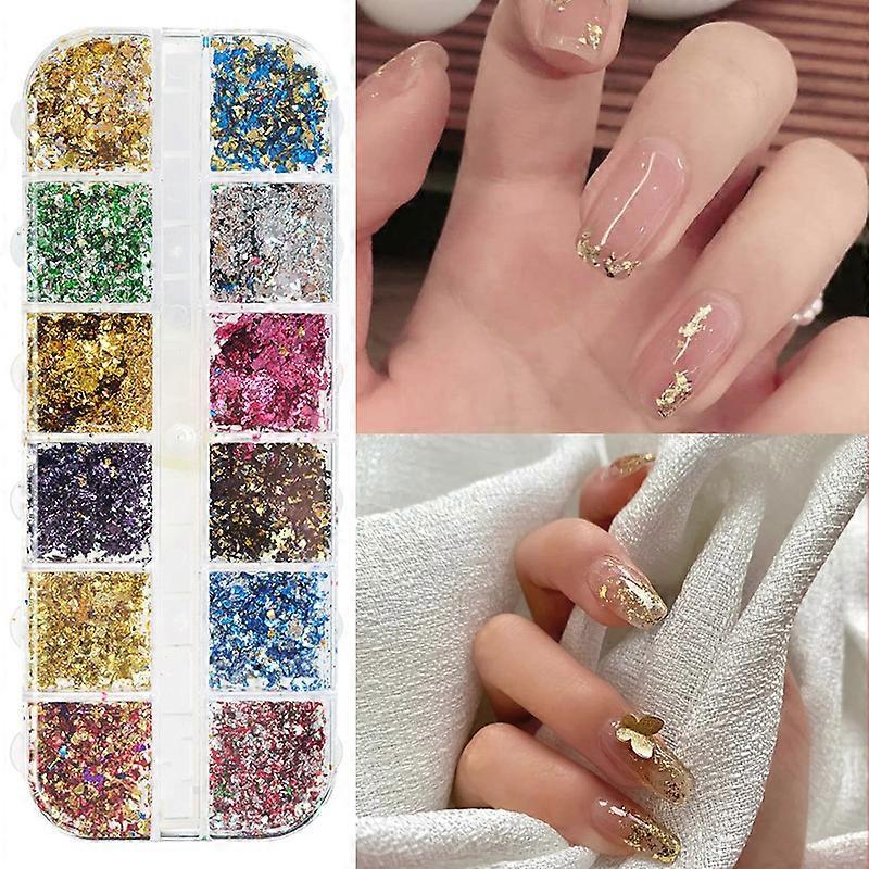 Nail Sequins, Nail Dried Flowers, Shiny Foil Nail Chips, Nail Art Sunmostar